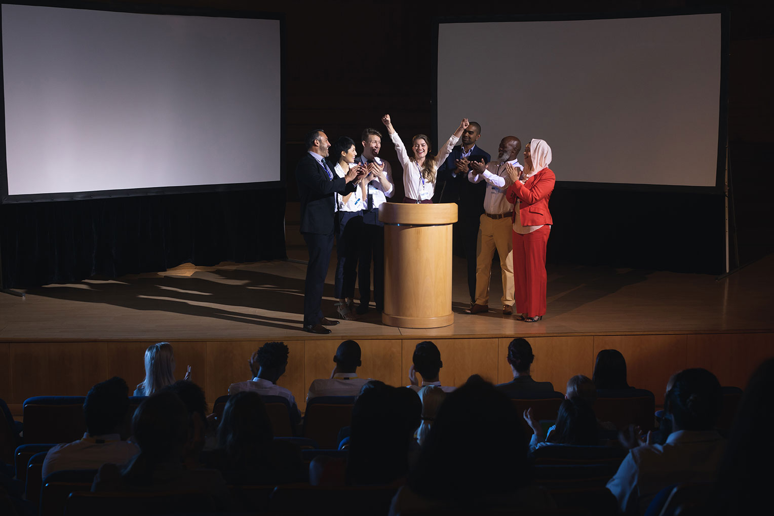 Attendees networking at an event
